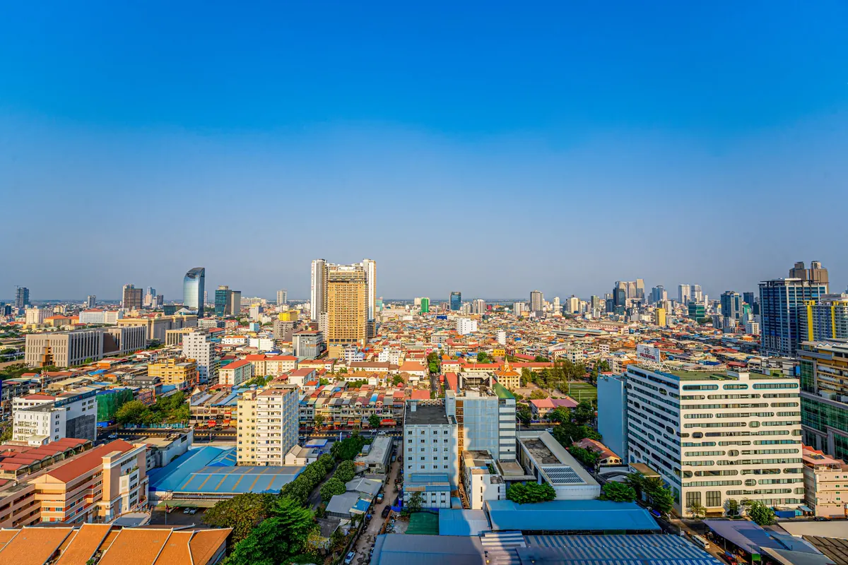 Phnom Penh city skyline view near CEO Center Cambodia
